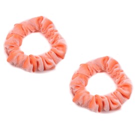 Mytoptrendz® 2 Pcs Luxurious Plain Velvet Small Scrunchie Hair Band Mini Ponytail Hair Tie For Kids and Adults (Neon Fluorescent Orange