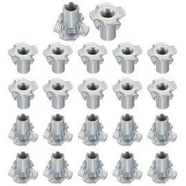 HARFINGTON M5x12mm T-Nuts 4 Pronged Tee Nut 0.57" x 0.47" Fully Thread Carbon Steel Inserts for Wood, Rock Climbing Holds, Cabinetry, Furniture 50pcs