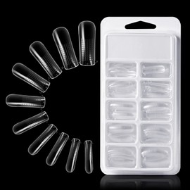 Annhua Foam Tips, Nail Foam, 10 Sizes, Pack of 100, For Polygel, Dual Foam, Tip Foam, Tip Mold, Length Extension, Transparent, For Practice, Nail Art, Nail Tools