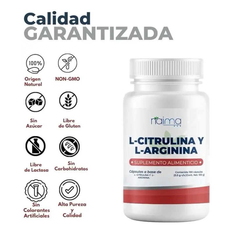 Arginina Citrulina Naíma Rendimiento Deportivo 100 Cápsulas