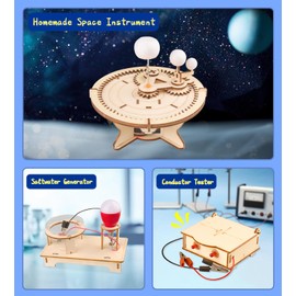 6-in-1 STEM Science Kits for Kids, Wood Arts and Craft Kits, STEM Toys for Boys Girls Age 8-12 5-7 8 10 12 13 14 Gift Idea, 3D Puzzles Building Engineering Model Set