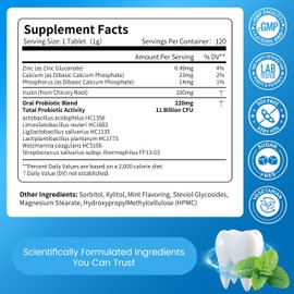 Vitarevive Oral Probiotics Prebiotic for Women & Men, Gum Restore & Dry Mouth Lozenges Products - Bad Breath Treatment for Adults & Mouth & Gut Health, 120 Tablets