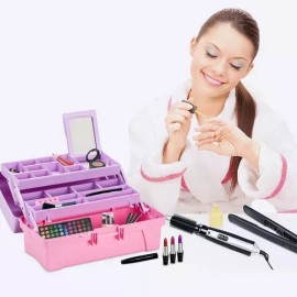 Q Hogar Caja Multiusos Para Almacenar Maquillaje Color Rosado/lila