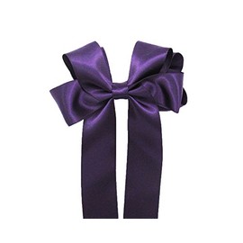 Girls Handmade Satin Ribbon Boutique Ponytail Hair Bow Clips Barrette (Dark Purple)