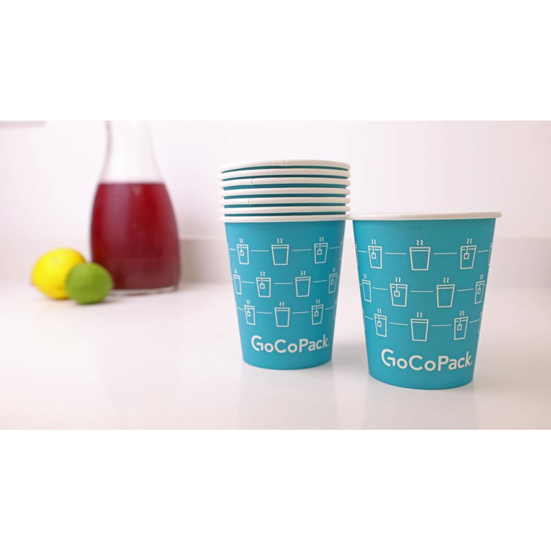 GoCoPack Paper Cups: Pack of 50-8oz (227ml) Disposable Single Wall