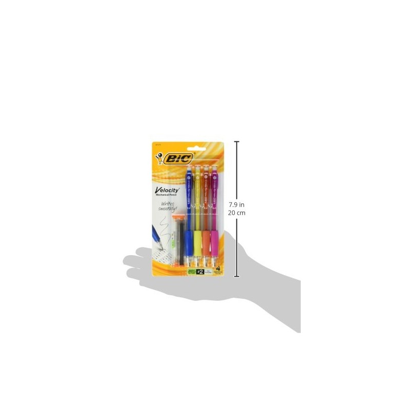 BIC Velocity - Portaminas, punta media (0.7 mm), Negro, 4