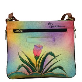 Anna by Anuschka Women's Leather Expandable Crossbody, Rose Butterfly