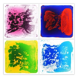 LONGKING 12" X 12" 4-Pack Sensory Floor Tiles for Activity Play Centers for Children, Liquid Tiles, Autism Sensory Poducts