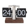 Flip Desk Clock, Auto Mechanical Flip Clock, 24H Wood Base