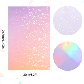 Yoosso 12 Sheets Hologram Film, A4 Paper Holographic Clear Vinyl Stickers Iridescent Film for DIY Craft Decoration Advent Calendar (3 Patterns)