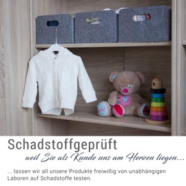 Luxflair Set of 3 Washable Felt Storage Baskets in Mottled Grey/Dark Grey L x W x H: 30 x 24 x 15 cm, Organiser Box, Shelf Box, Folding Box, Toy Basket, Felt Basket