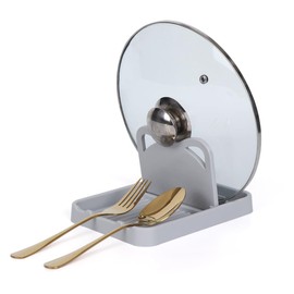 ALXBSONE Plastics Spoon Rest Utensil Rest, BPA Free Cooking Spoon Holder Cute Cat Pot Lid Holder for Spoons,Pot Lids,Spatulas,Utensils,Forks(Grey)