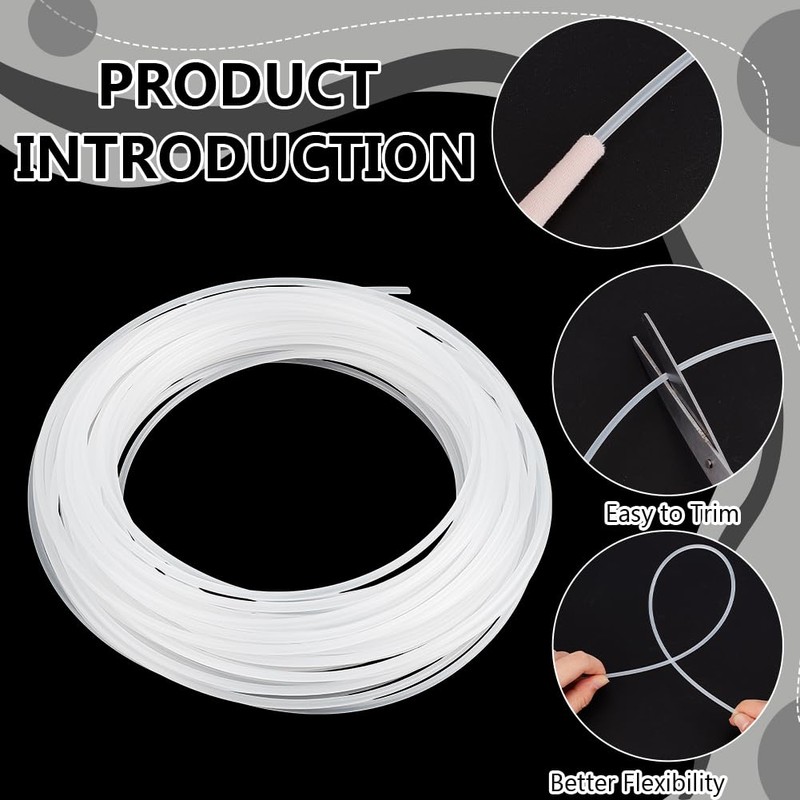 BENECREAT 10m Plastic Welt Cord Upholstery Piping, 3mm Translucent PVC