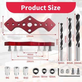 Drilling Template, Dowel Holes 6/8/10 mm Wooden Dowel Drilling Template, Pocket Hole Jig Kit, Pocket Hole Drilling Device Tools for Woodworking