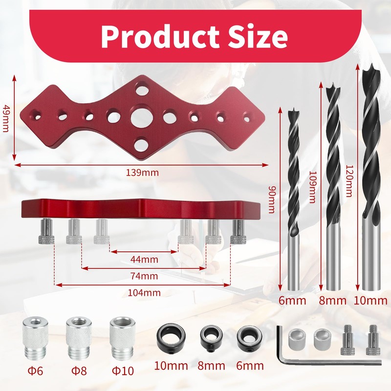 Drilling Template, Dowel Holes 6/8/10 mm Wooden Dowel Drilling Template,