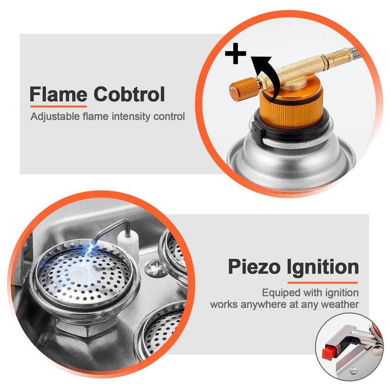 Odoland 4000W Camping Stove, Windproof Adjustable Lightweight Backpacking Gas Stoves,