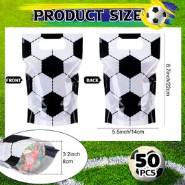Blosssound 50 Pcs Sport Zip Lock Bags Clear Soccer Sealing Pouches with Handles Resealable Soccer Party Plastic Bags for Sports Soccer Theme Birthday Party Candy Gift Wrap Supplies Decoration (Soccer)