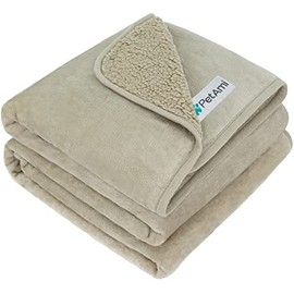 PetAmi Waterproof Dog Blanket Sherpa Fleece, Waterproof Pet Blanket for Medium Large Dogs, Reversible Cat Throw Bed Couch Sofa Furniture Protector, Soft Plush Microfiber (X-Large 60x80, Taupe)