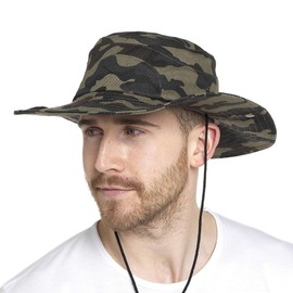 Thingimijigs Men's Camo Print Wide-Brimmed Cowboy Hat Safari Bush Sun Hat - M/L