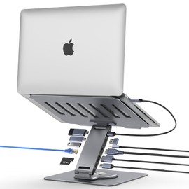 Laptop Docking Station Stand 11-IN-1 Triple Display HDMI DP 4K60Hz Gigabit Ethernet USB3.1 PD100W SD/TF Card Reader Audio 360°Swivel Laptop Stand with USB Hub for MacBookPro/Air/Dell/HP/Surface/Lenovo