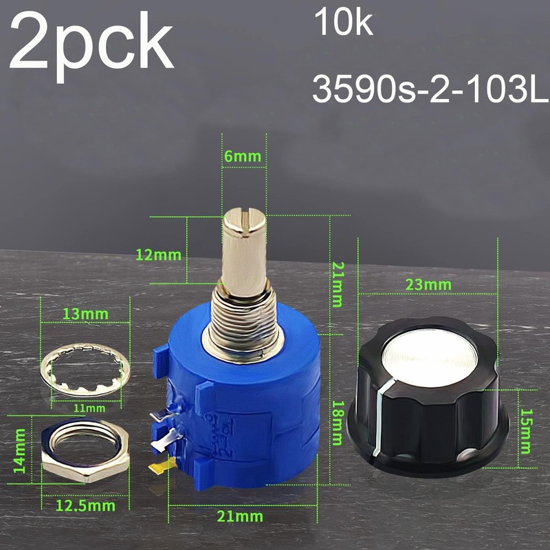 RUNCCI-YUN 2pcs Rotary Potentiometer 10k ohm,Linear Potentiometer Ohm Potentiometer Variable