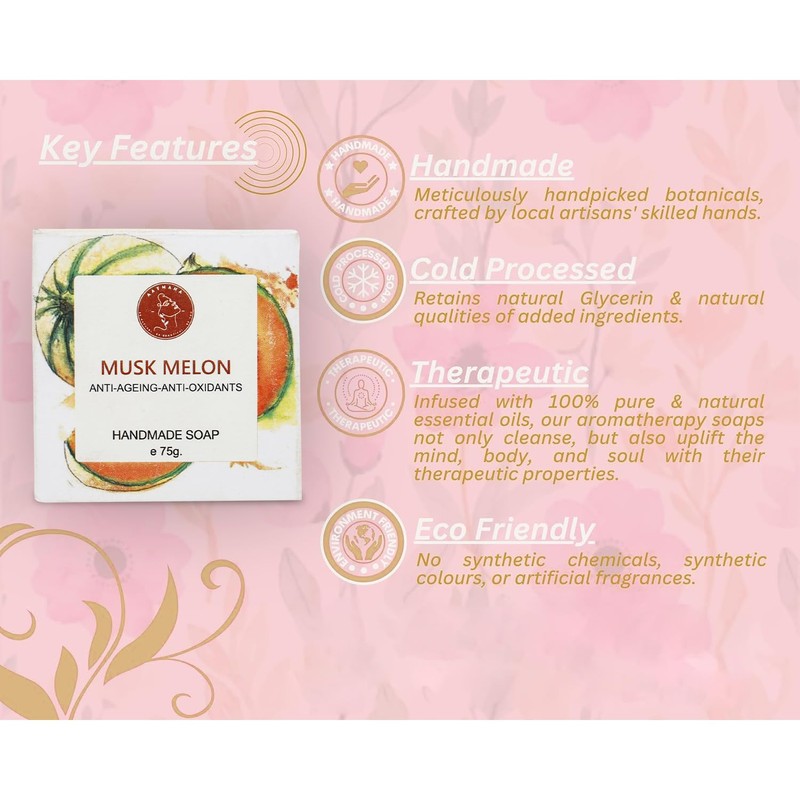 AATMANA Musk Melon Handmade Natural Bar Soap for Men &