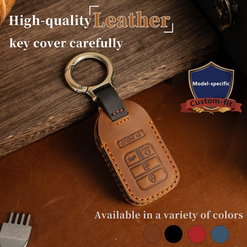 for Honda Leather Key Fob Cover with Keychain,Leather Key Case