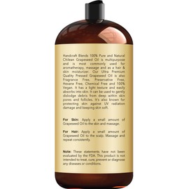 Handcraft Blends Grapeseed Oil - Cold-Pressed 28 Fl Oz - 100% Pure and Natural - Premium Grade Carrier Oil for Skin and Hair - Hair and Body - Massage - Hexane-Free