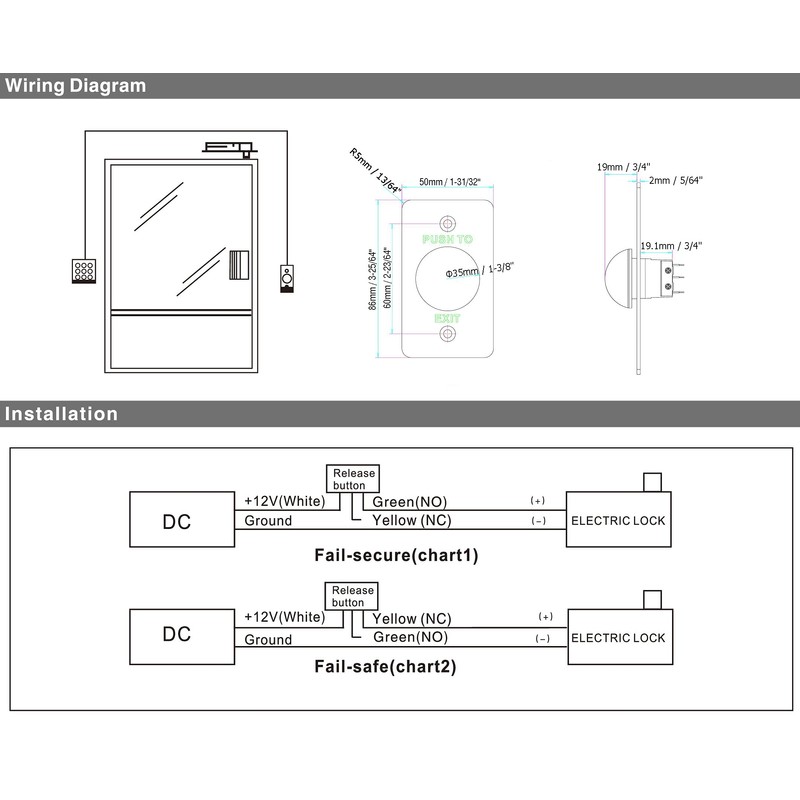 UHPPOTE Stainless Steel Panel Push to Exit Button for Door