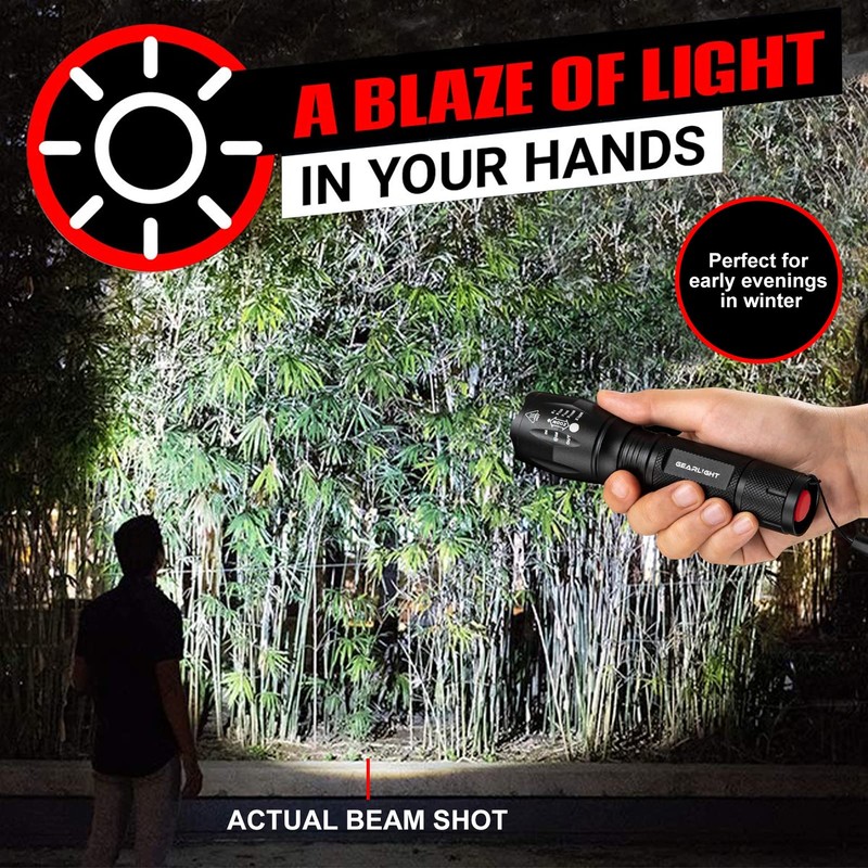 GearLight LED Flashlight Bright, Zoomable Tactical Flashlights with High Lumens