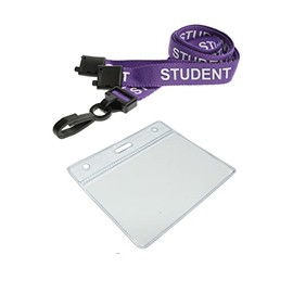 Customcard ltd Student Lanyard Neck Strap Purple & ID Pocket Wallet x 10