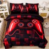 ASKOTU Gamer Twin Boys Bedding Set, Red Game Console Comforter