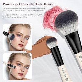 HEYMKGO - Juego de 4 brochas de maquillaje profesionales de doble punta para base, contorno, sombra de ojos, líquido, crema y polvos, ideal para viajes, color negro
