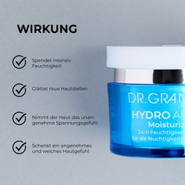 DR. GRANDEL Hydro Active Moisturiser - 24-Hour Care Cream for Low-Moisture Skin, Intensive Moisture Kick, Smooths Rough Skin Areas, with Algae Seawater Complex