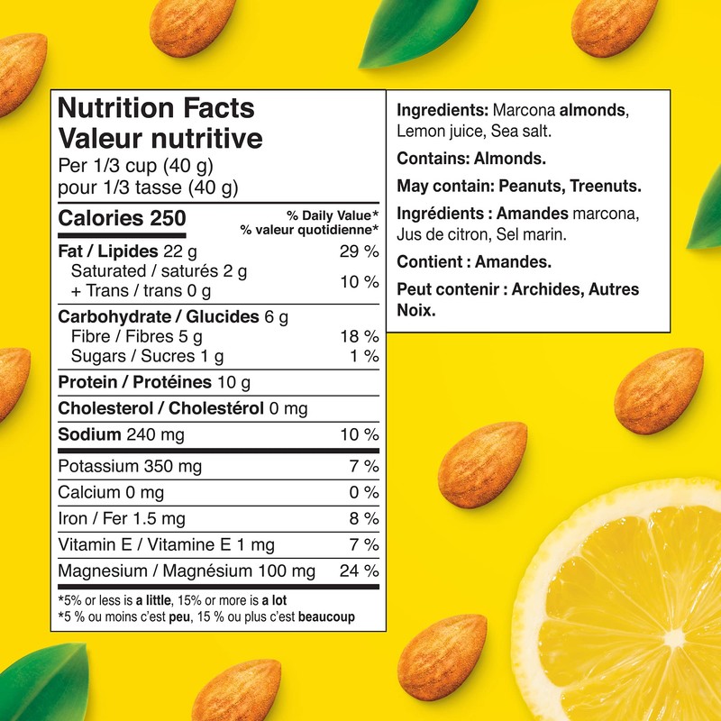 Handfuel Lemon Marcona Almonds, Hand Roasted Snack, 150 Grams