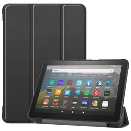 ODQQDO for Case for Fire HD 8 (14/12/10th Generation, 2024/2022/2020 Release) Multi-Angle Stand Slim Auto Wake/Sleep(Pure Black)