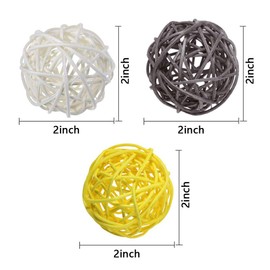 DomeStar Yellow Decorative Balls for Bowl Centerpiece, 24PCS Table Decoration, Bird Toys, Spring Rattan Balls Wicker Balls Decorative Twig Orbs Spheres Bowl Fillers Vase Fillers