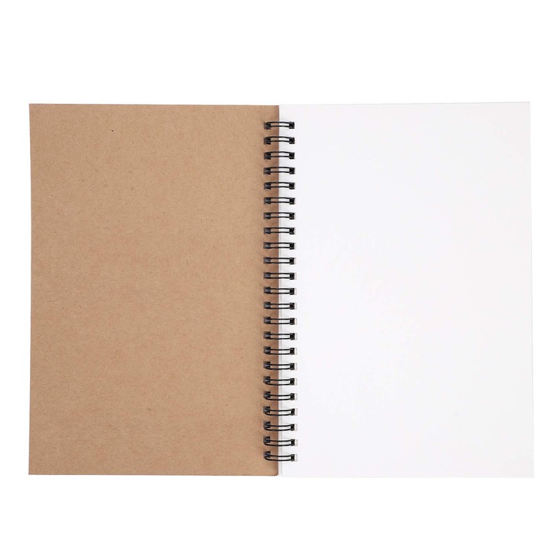 2 Pack A5 Sketchbook Blank Kraft Notebook Notepad Wirebound Spiral