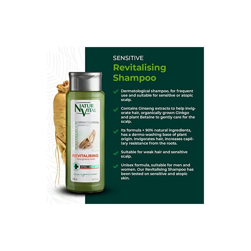 Hair Shampoo Ginseng - Revitalizing - 300 Ml / Natural