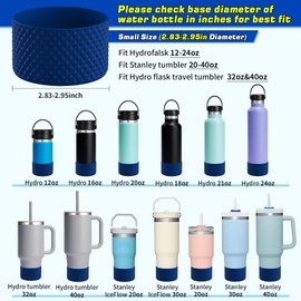 WUQID Water Bottle Boot, Diamond Silicone Boot Compatible with Stanleyy Tumbler 20-40oz & Hydroo Flask Bottle 12oz-24oz, Reduces Dents Sleeve Cover for More Bottles/Tumblers Bottom of 2.83-2.95in