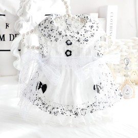AZA Dog Princess Dresses for Small Dogs Cat Lolita Lace Bow Clothes Wave Point Flowers Costume Black Pet Girl Cute Coat Outfits Spring Costumes Summer (M,Black Flowers)