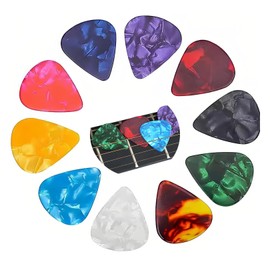 12 Pieces Guitar Picks,Plectrums,Guitar Picks Acoustic,3 Different Thickness Colorful Pick Non-slip Plectrums,0.5mm 0.75mm 1.0mm Heart Picks Finger Protection Tool,for Acoustic,Electric and Bass.