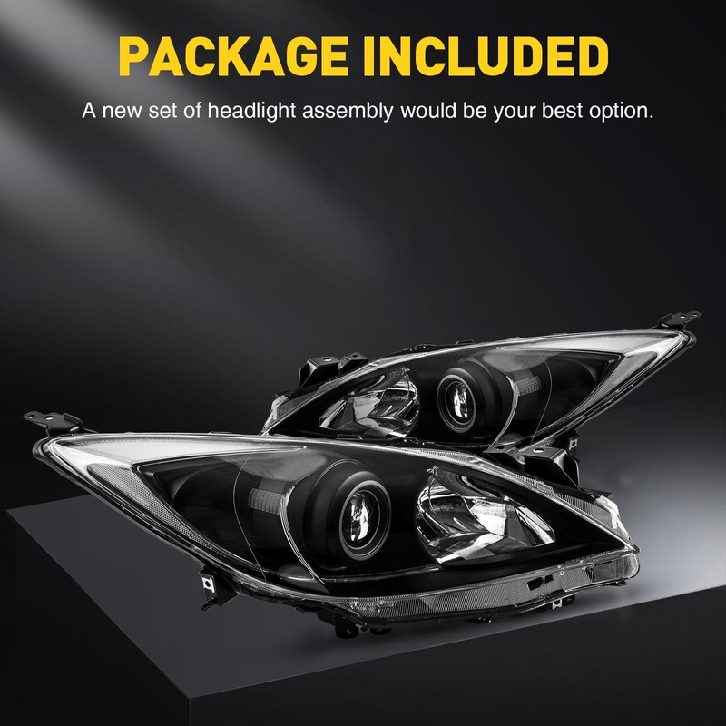 KAC Headlight Assembly Set Pair Compatible with 2010 2011 2012