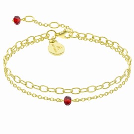 Garnet Bracelet for Women, Certified 925 Sterling Silver with Plated 18K Gold Bracelets for Women - Crystals and Healing Stone Layered Bracelet Women Jewelry for Gift