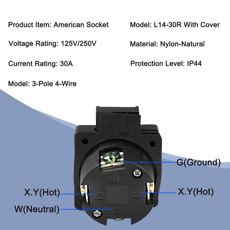 XMSJSIY NEMA L14-30R Outlet 30Amp Locking Receptacle for Generator 125/250V