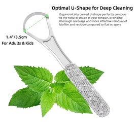 Tongue Scraper Bling Metal Tongue Cleaner for Adults & Kids Diamond Stainless Steel Tongue Scrubber for Oral Care & Hygiene(Red)