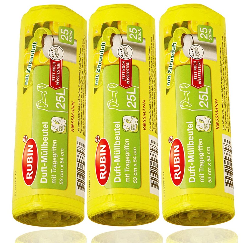 Rubin Scented bin liners, 25 litres (75 pieces), with carrying