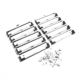 Julyun 10 Pack Clipboard Clips 7cm,10cm,12cm,3 Sizes You can Choose, Mountable Metal Clipboards Hardware (Centimeters, 12cm with Hook and Rubber Grip)
