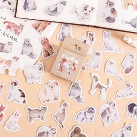 Pastel Kawaii Dog and Cat Stickers, 46 Pcs. Cute Animal Scrapbooking Supplies for Bullet Journals, Planners, DIY Crafts, and Aesthetic Stationery, Ideal Gift for Teens and Girls (Dogs Cats)