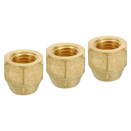 sourcing map Pack of 3 Brass Flaring Caps, 1/4 Inch Flaring Socket, Union Nut, Adapter for HVAC Air Conditioners